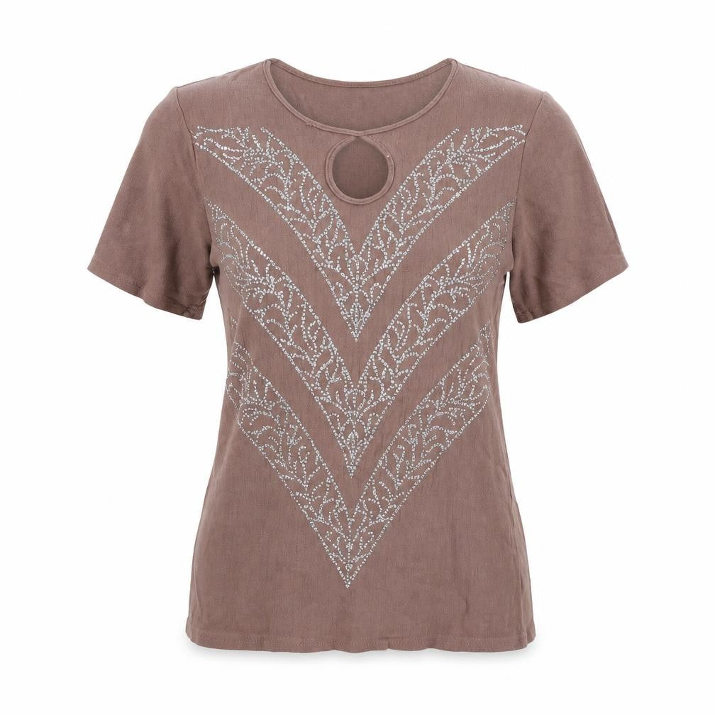 Front view of Todays Look women’s blue colourblock basic t-shirt, size S
