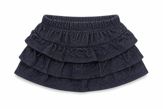 Front view of Garnanimals girls’ blue flare skirt, size 12, months