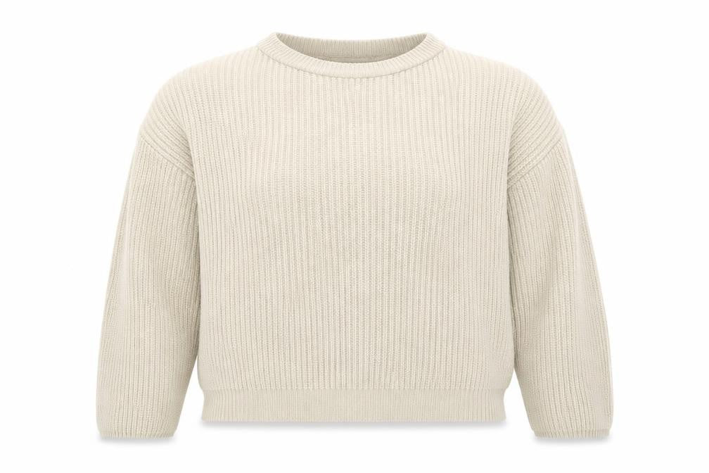 Front view of In the Style women’s beige jumper, size UK 12