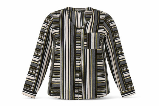 Front view of Papaya women’s multicoloured striped basic blouse, size UK 10