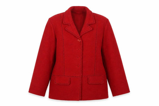 Front view of Tempo Reale women’s red overcoat coat, size L