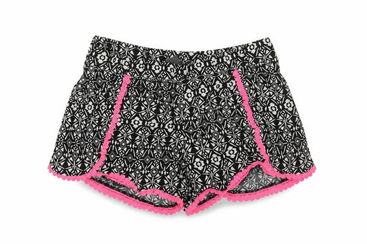 Front view of Primark girls’ black argyle/diamond sailor shorts, size 8-9, years