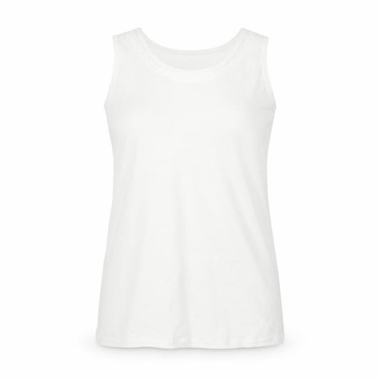 Front view of Design Essentials women’s white basic tank, size UK 12