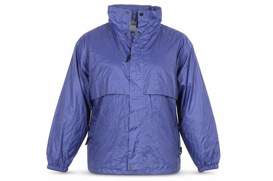 Front view of Rainbird women’s blue rain coat coat, size S