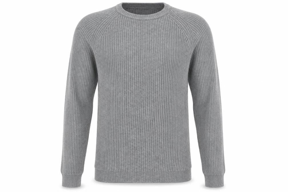 Front view of ASOS men’s grey knit jumper, size M