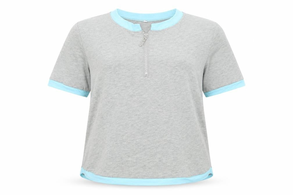 Front view of Preworn women’s grey basic t-shirt, size XL