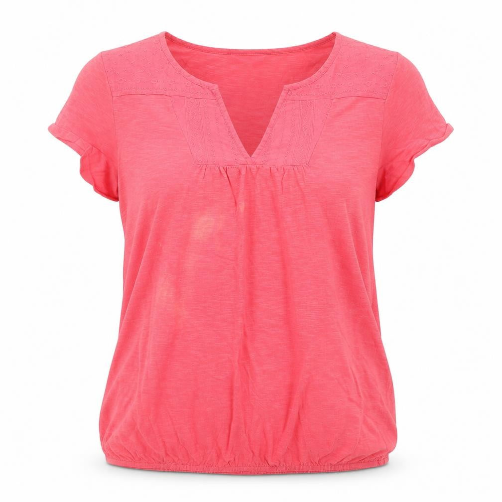 Front view of Marks & Spencer women’s pink basic t-shirt, size UK 16