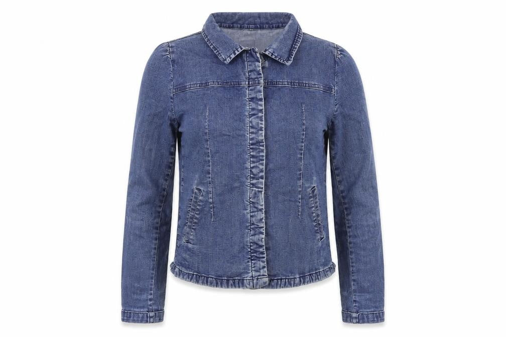 Front view of ZZZZZZ girls’ blue jacket coat, size S