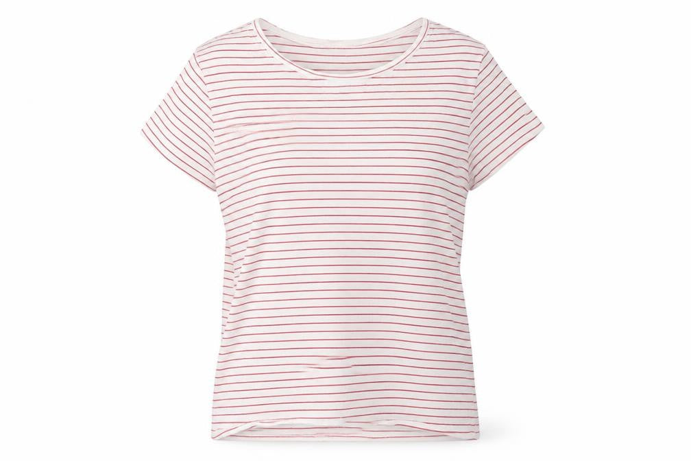 Front view of Next girls’ white striped basic t-shirt, size 10, years