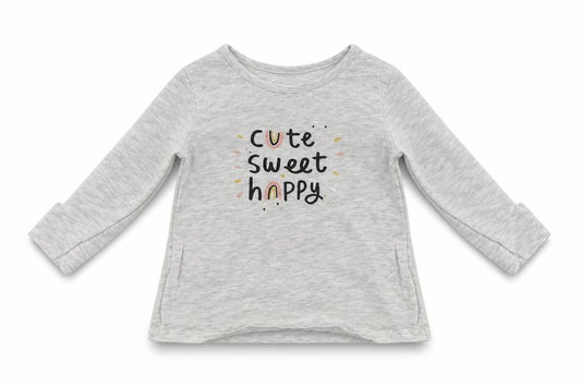 Front view of George girls’ grey basic t-shirt, size 6-9, months
