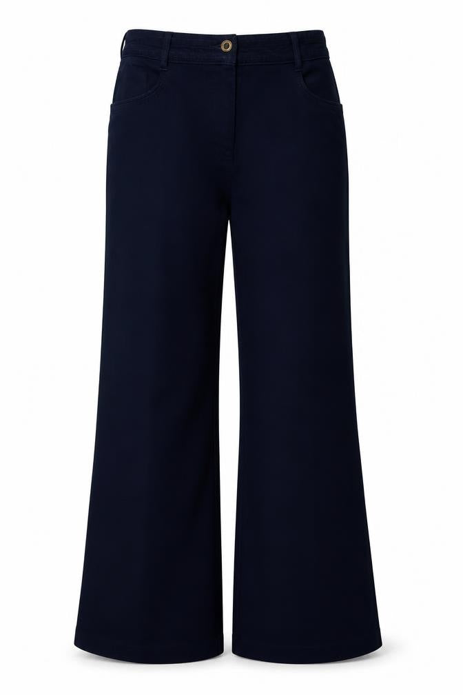 Front view of Per Una women’s blue trousers, size UK 10, 25-inch leg