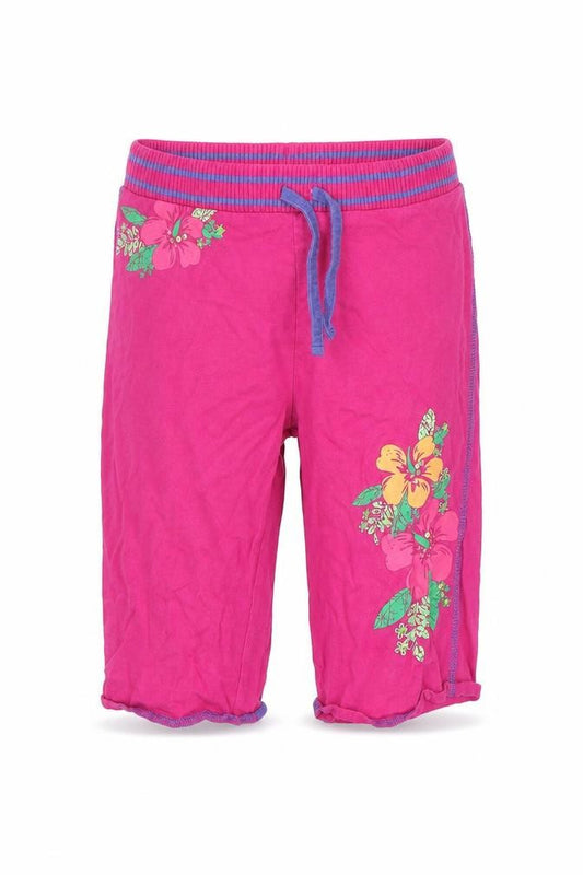 Front view of Adams girls’ pink floral jogger trousers, size 7, years
