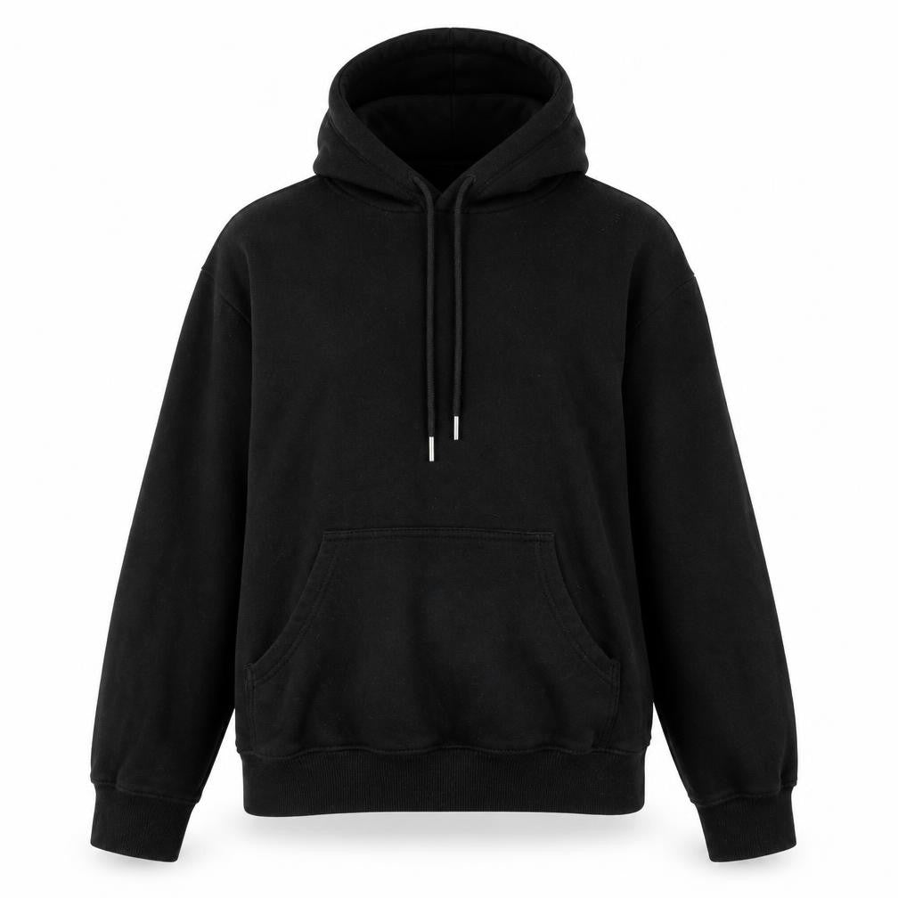 Front view of H&M women’s black henley hoodie, size XS