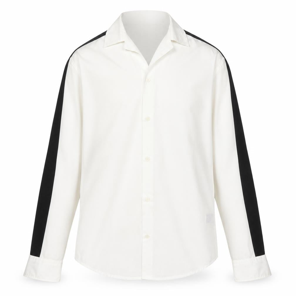 Front view of H&M men’s white button-up, size M