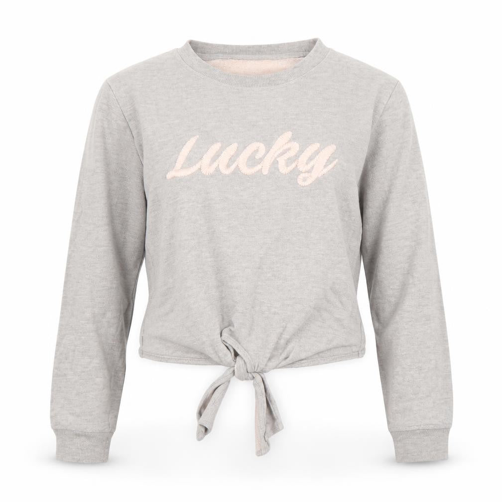 Front view of Miss Selfridge women’s grey jumper, size UK 8