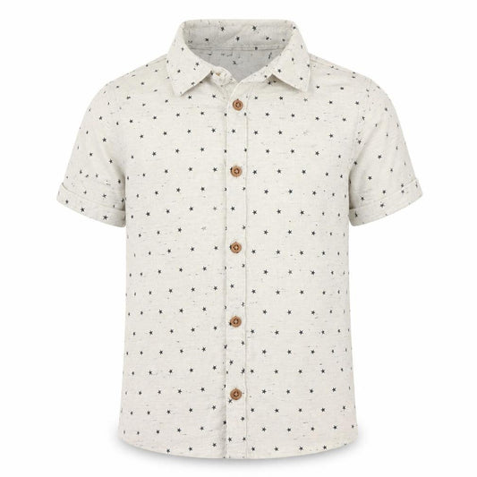Front view of Primark boys’ beige basic button-up, size 2, years