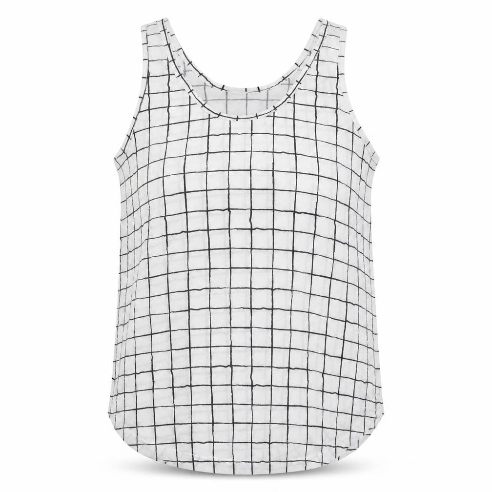 Atmosphere Womens White Check  Basic Tank Size 12