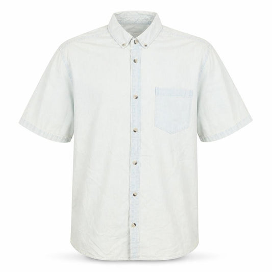 Front view of Burton Menswear men’s blue button-up, size XL