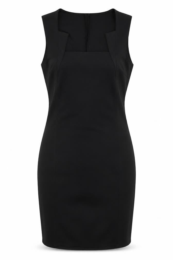Front view of Red Chilli women’s black pencil dress, size UK 12