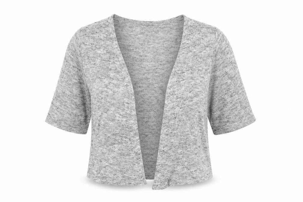 Front view of Atmosphere women’s grey wrap jumper, size UK 14