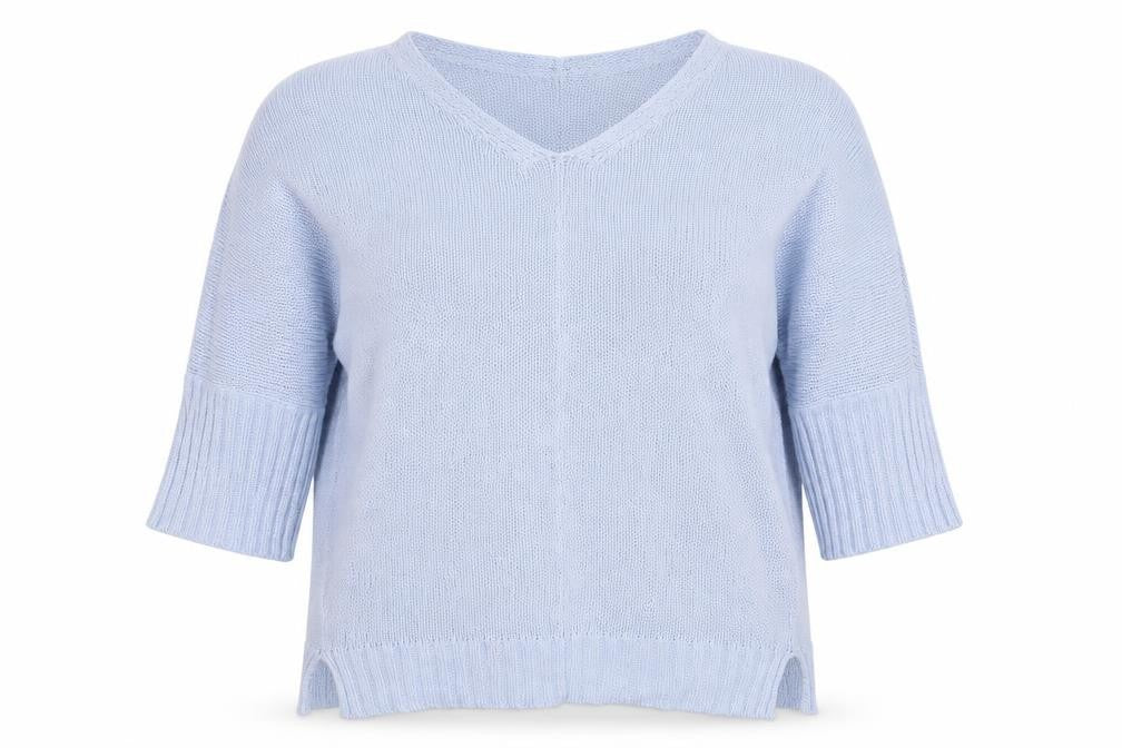 Front view of b.young women’s blue knit jumper, size L