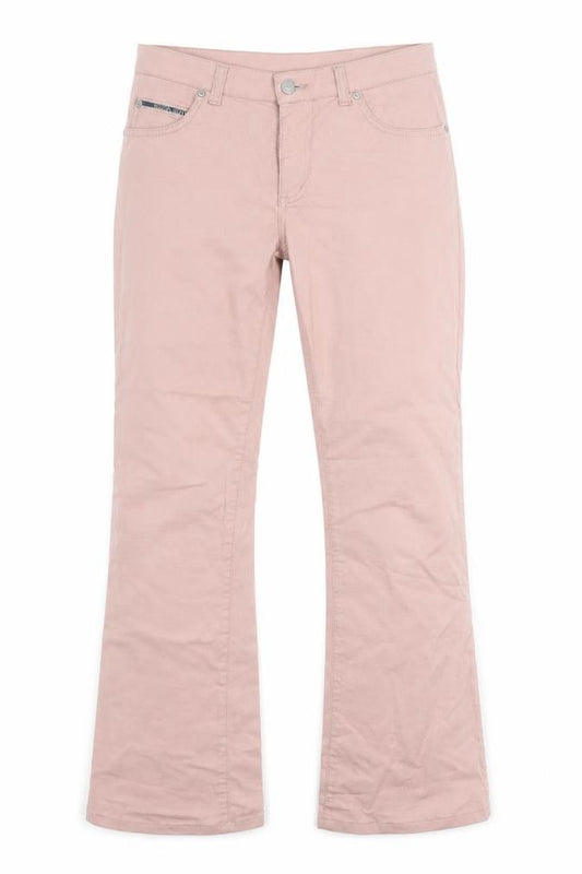 Front view of Krizia women’s pink denim bootcut jeans, size UK 30, in, 28-inch leg