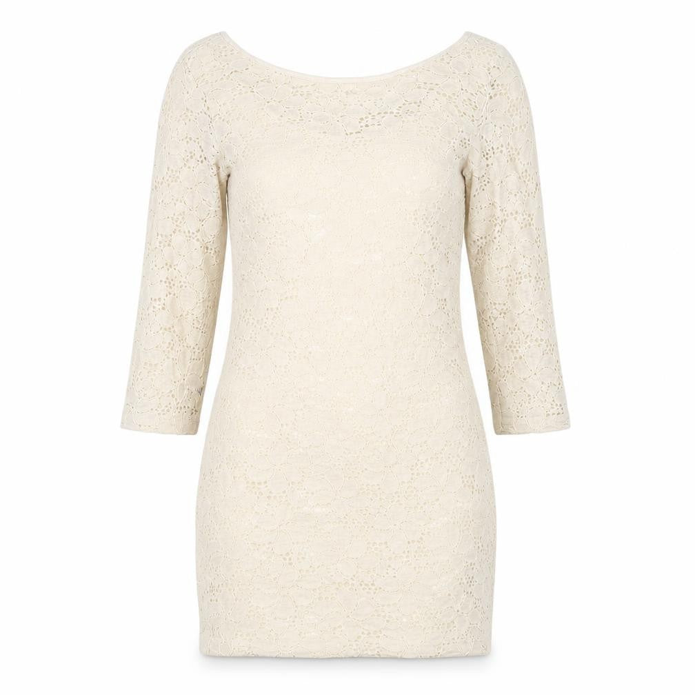 Front view of River Island women’s beige bodycon, size UK 10
