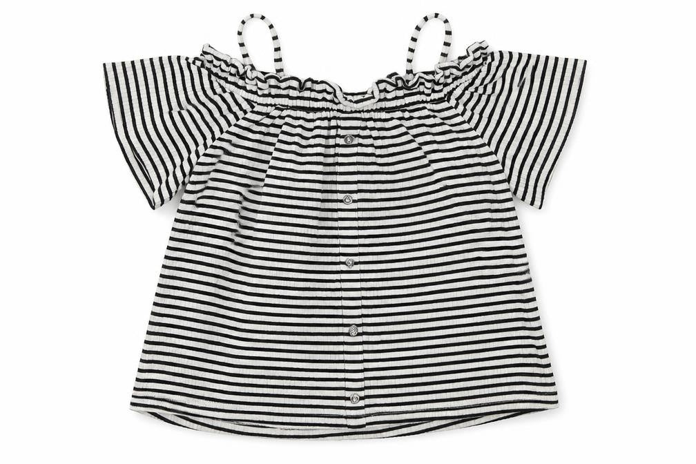 Next Girls Ivory Striped  Basic Blouse Size 6 Years