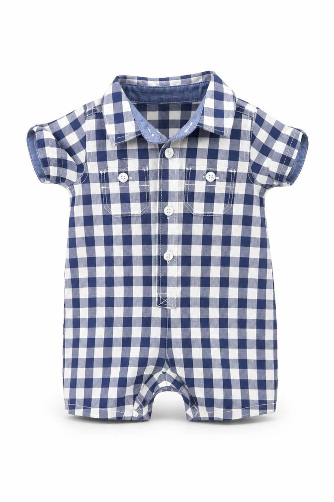 Gap Baby Blue Plaid  Babygrow One-Piece Size 0-3 Months