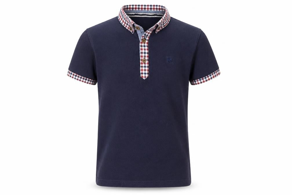 Front view of Debenhams girls’ blue check basic polo, size 9-10, years