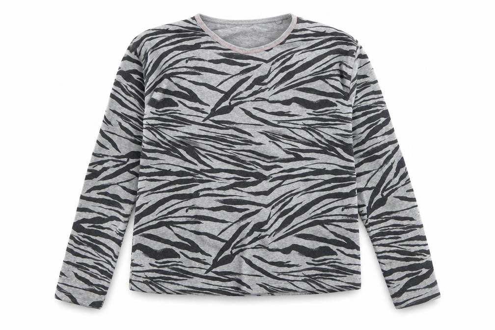 Front view of Tu girls’ black animal print basic t-shirt, size 10, years