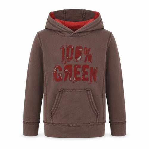100% green Boys Brown Geometric  Pullover Hoodie Size 10 Years
