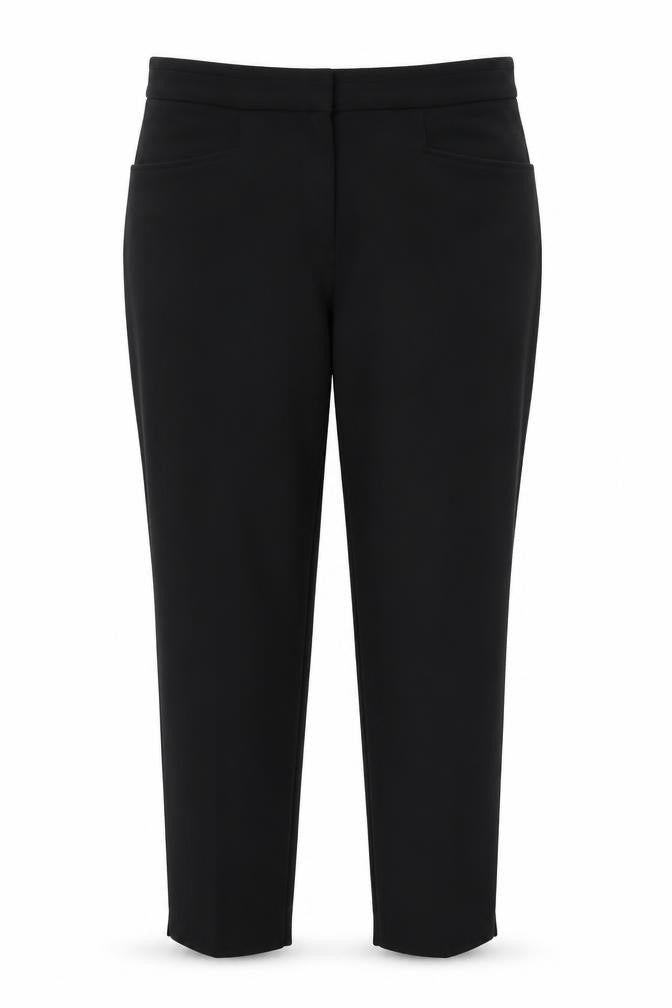 Front view of Soon women’s black chino trousers, size UK 12, 23-inch leg