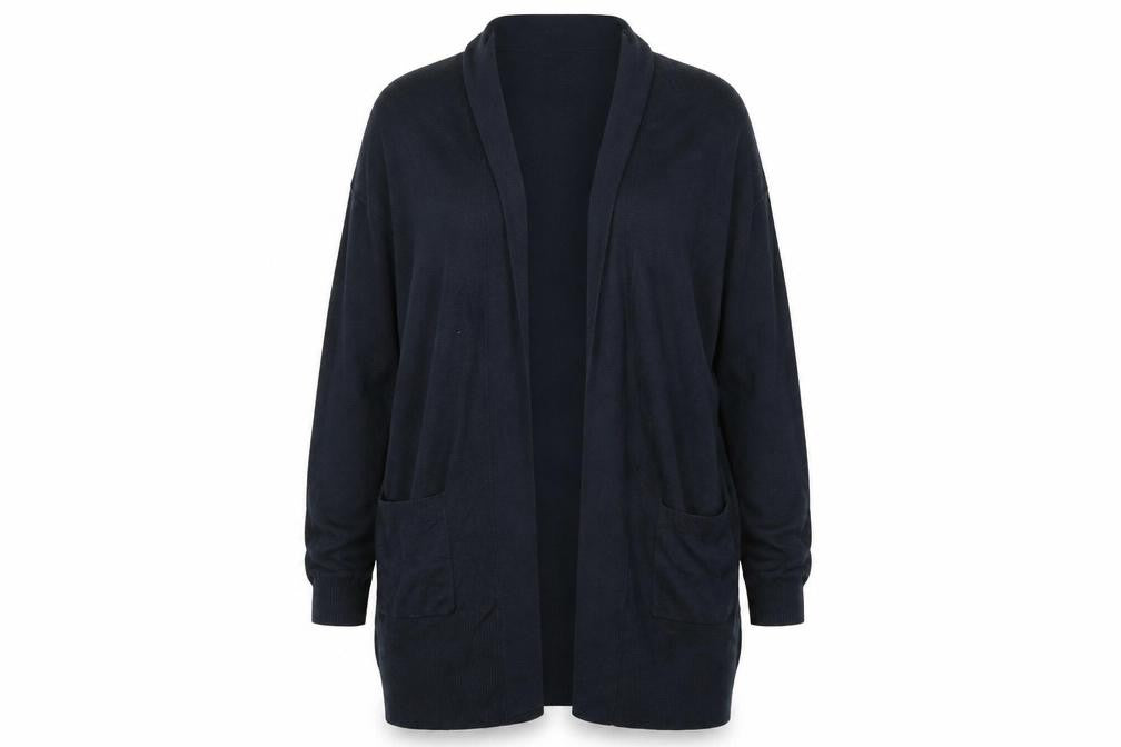 Front view of Atmosphere women’s blue cardigan jumper, size UK 10