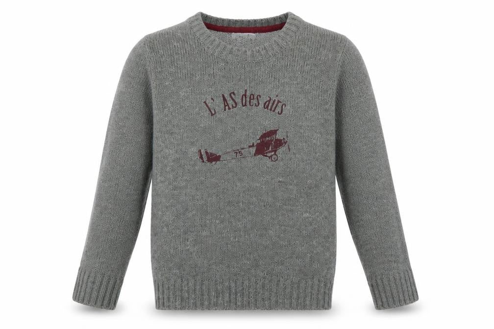 Front view of Abcd R boys’ grey jumper, size 12, years