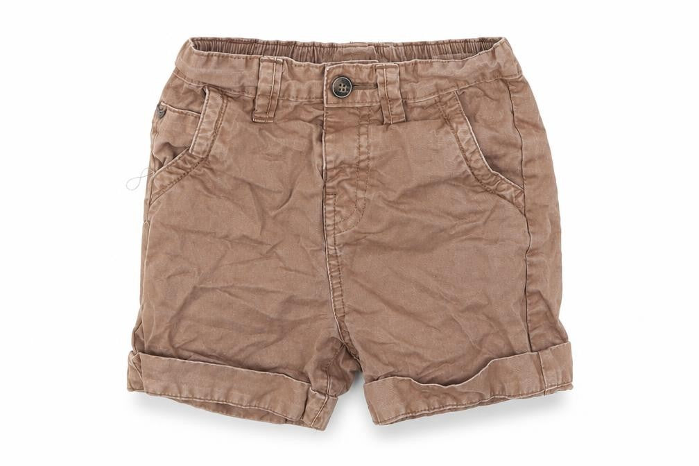 Front view of FG4 boys’ brown cargo shorts, size 2-3, years