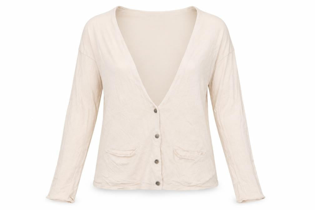 Front view of Gap women’s beige cardigan jumper, size S