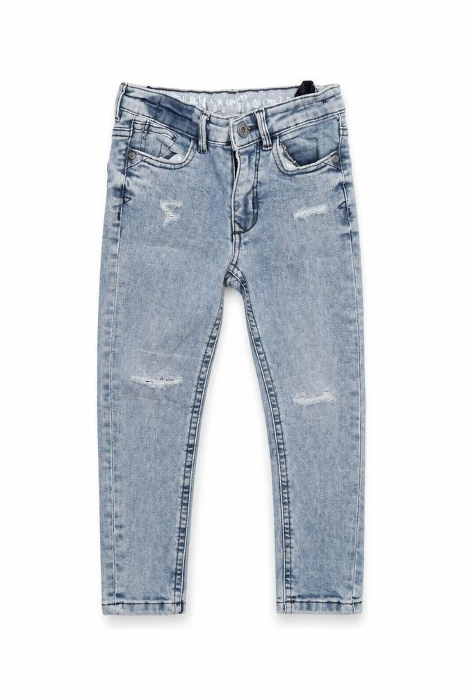 Front view of Matalan girls’ blue denim straight jeans, size 6, years