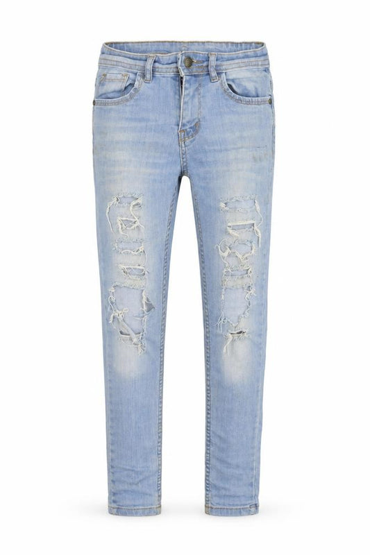 Front view of A2Z 4 Kids girls’ blue denim straight jeans, size 9, years