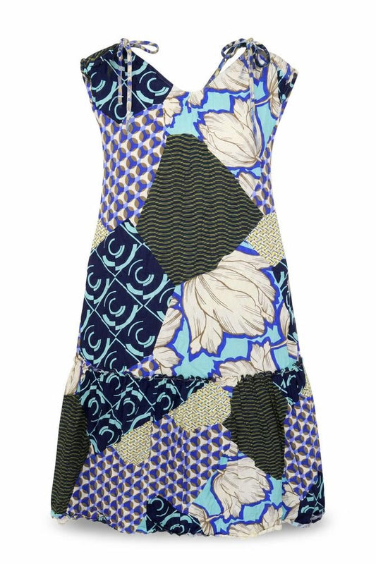 Front view of Next women’s blue geometric shift, size UK 14