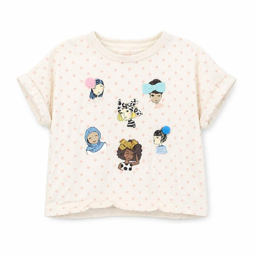 F&F Girls Pink Polka Dot  Basic T-Shirt Size 6-7 Years