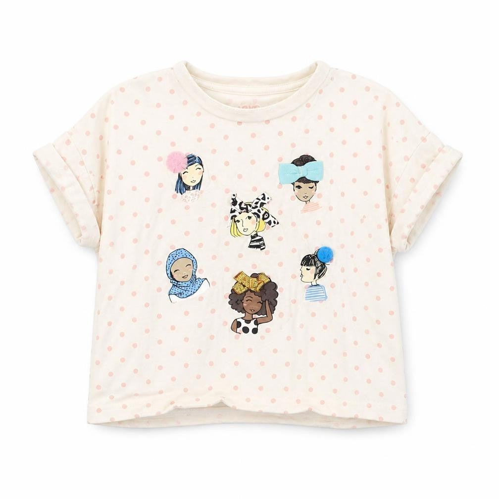 F&F Girls Pink Polka Dot  Basic T-Shirt Size 6-7 Years