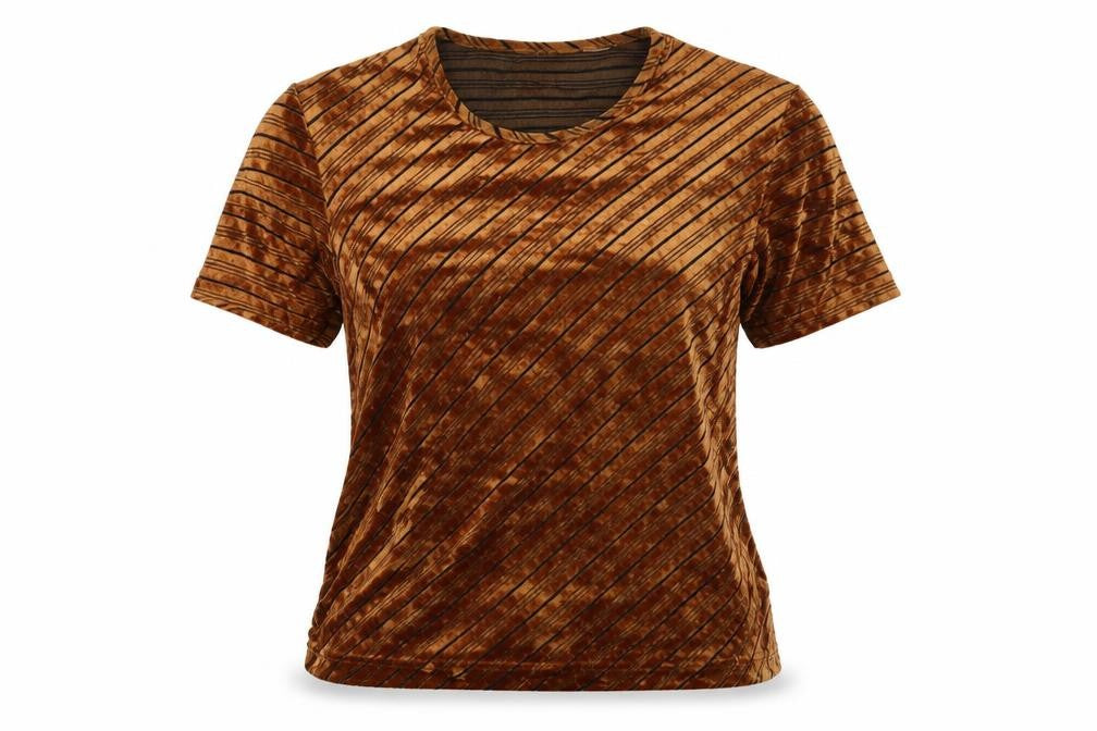 Front view of Lindex women’s orange basic t-shirt, size UK 6, - side knot detail