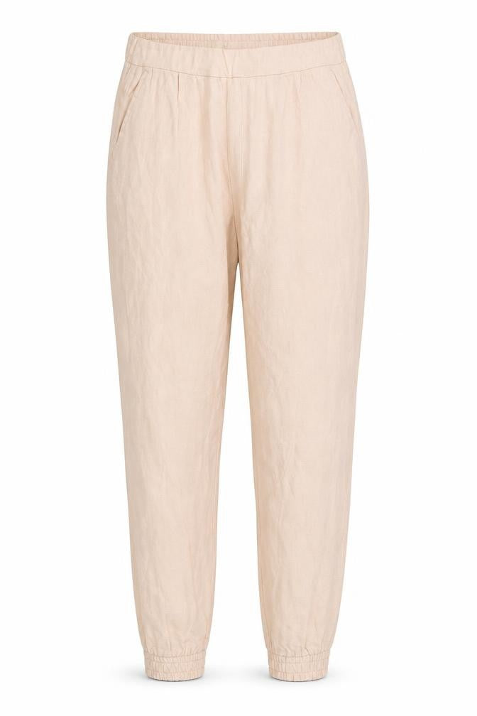 Front view of Preworn women’s pink trousers, size UK 12, 28-inch leg