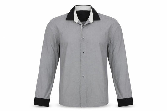Front view of Roberto men’s grey button-up, size 16.5