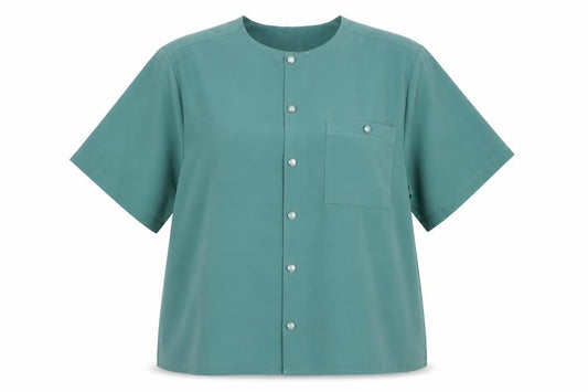 Front view of Amari women’s green basic blouse, size UK 18