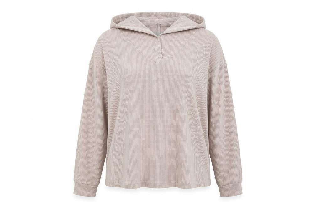 Front view of New Look women’s pink pullover hoodie, size L