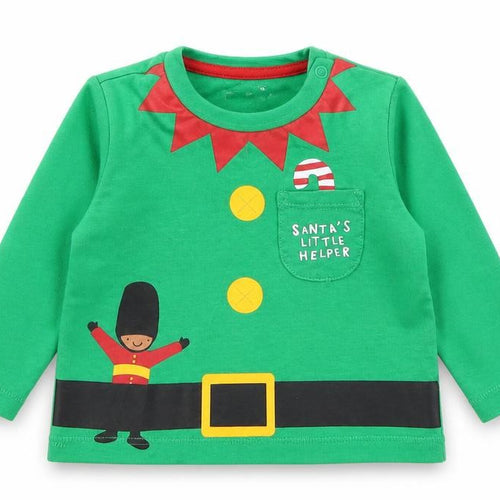 F&F Baby Green   Basic T-Shirt Size 6-9 Months  - Santa's Little Helper