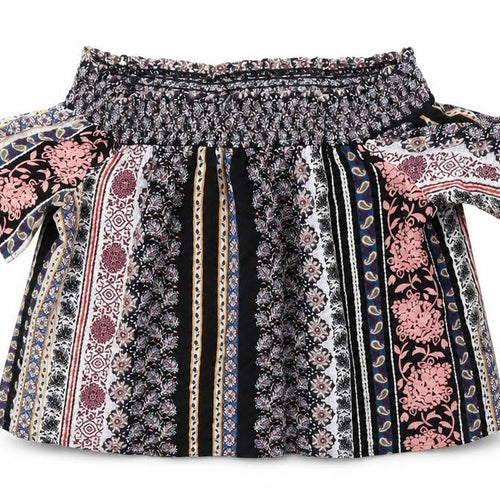 Topshop Womens Black Floral  Cropped Blouse Size 10