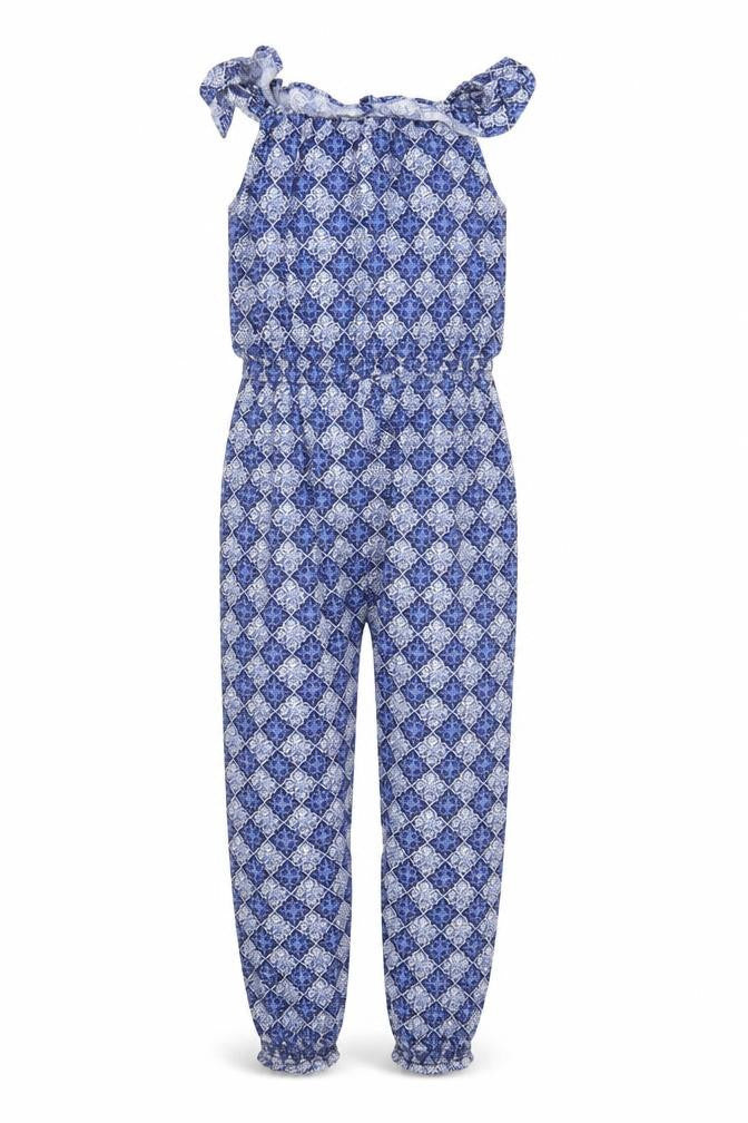 Monsoon Girls Blue Argyle/Diamond  Jumpsuit One-Piece Size 8 Years